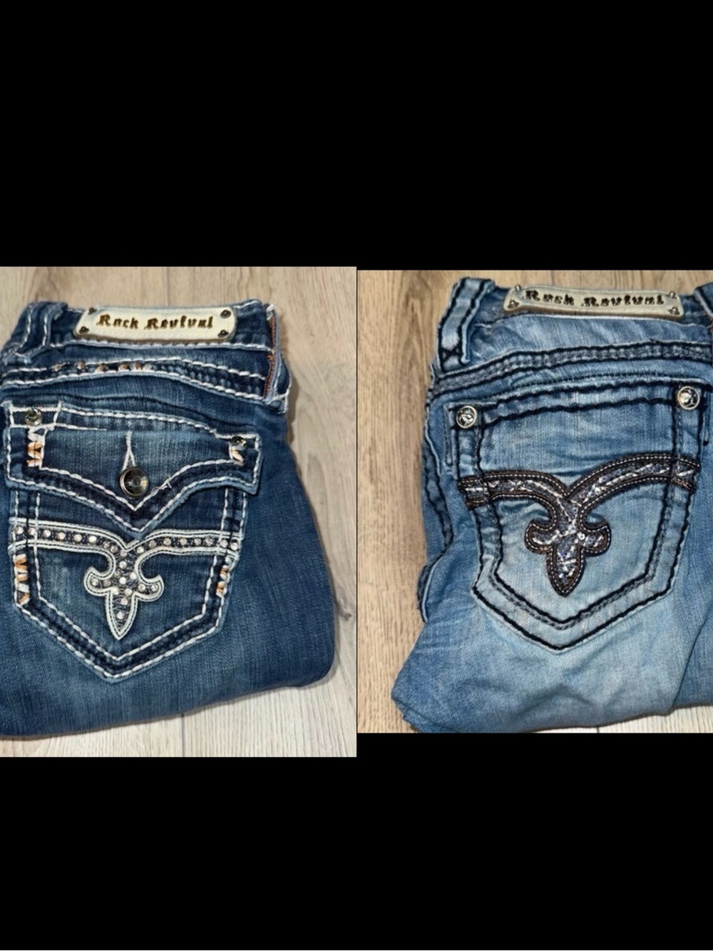 Two Pair of Rock Revival Straight Blue Jeans
